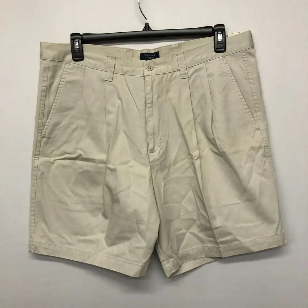 NWT Dockers Men Weathered Gab Pleated Chino Cotton Shorts Size 38 M125 -29